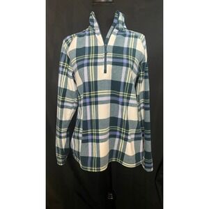 Women's Plaid Fleece 1/4 Zip Pullover Jacket Size M Cozy Fall Winter Y2K Style